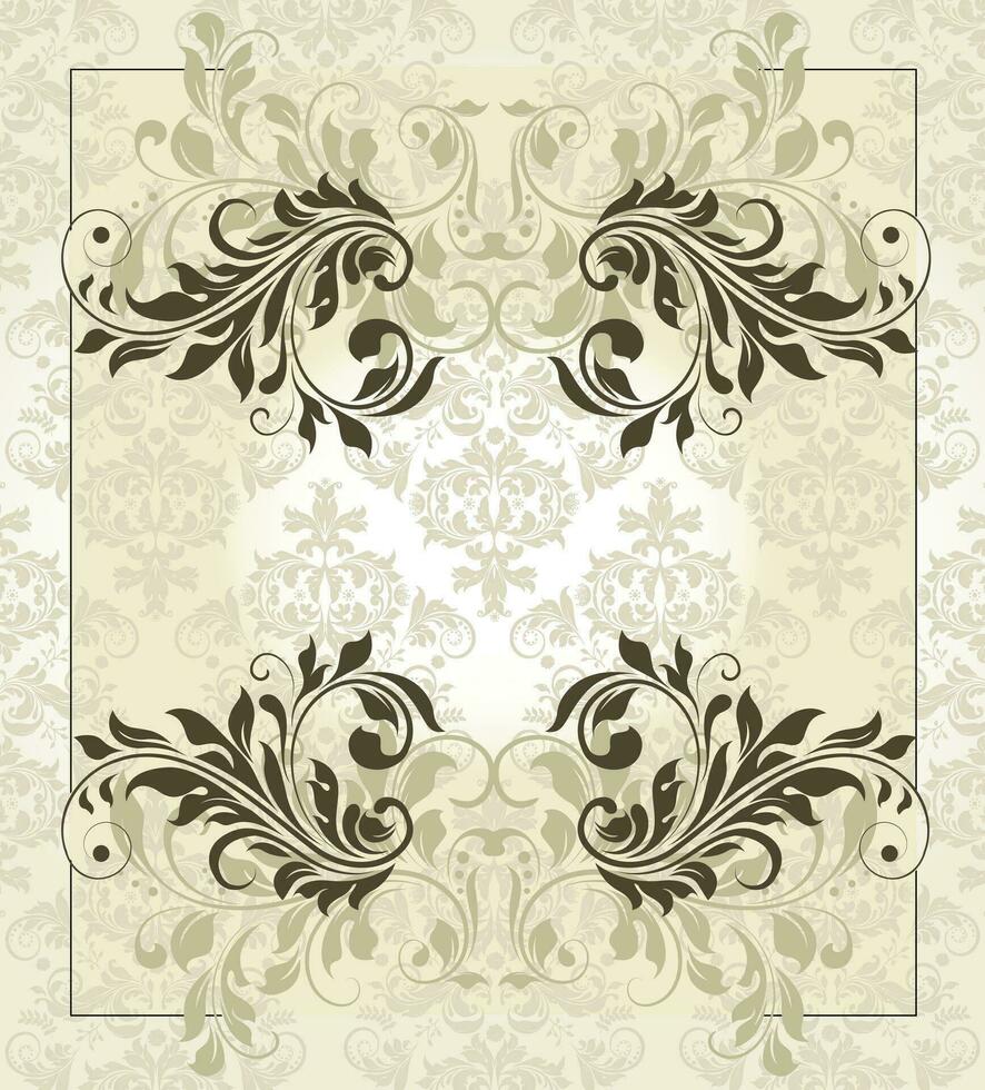 wijnoogst uitnodiging kaart met overladen elegant retro abstract bloemen ontwerp vector