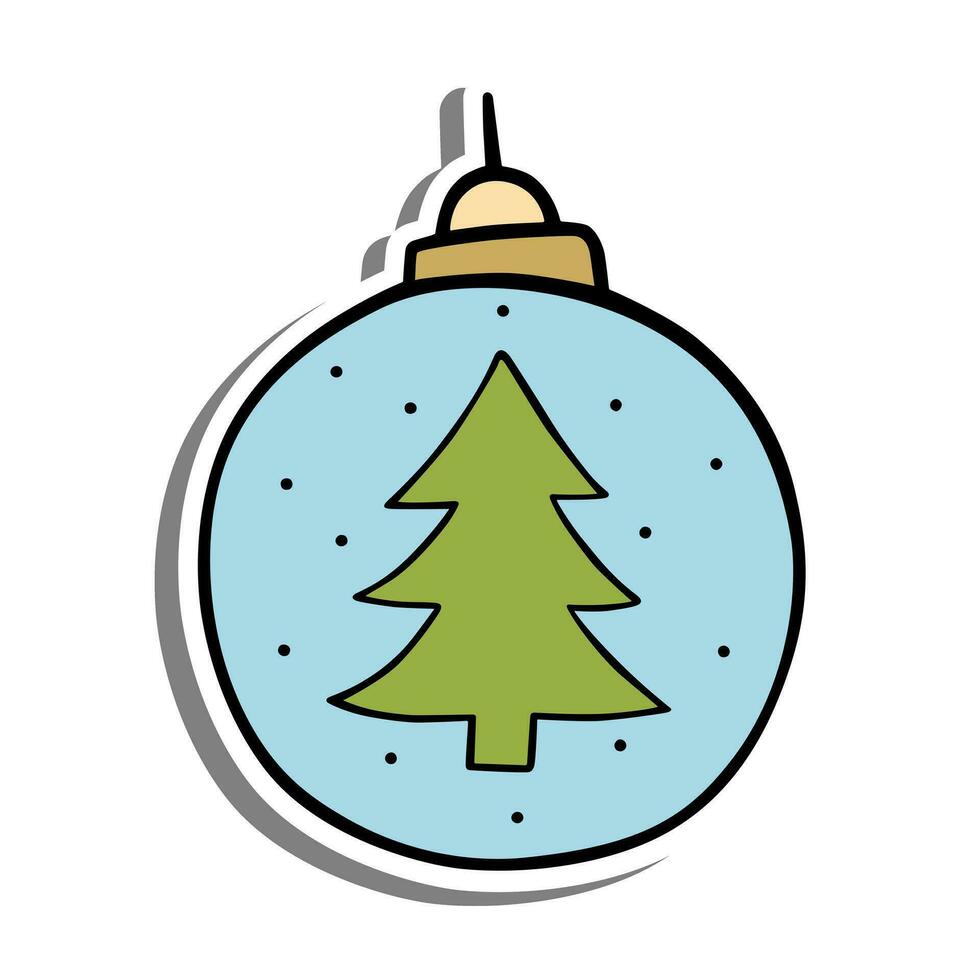 pijnboom binnen Kerstmis snuisterij met geel, blauw en groen kleuren. vector illustratie over winter vakantie.
