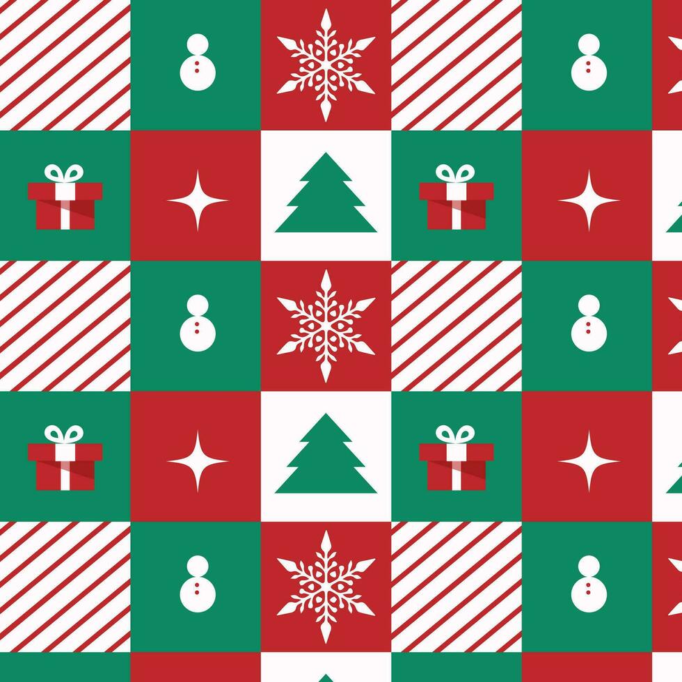 Kerstmis achtergrond met sneeuwvlokken. nieuw jaar patroon in bauhaus stijl. Kerstmis achtergrond in bauhaus stijl. vector illustratie