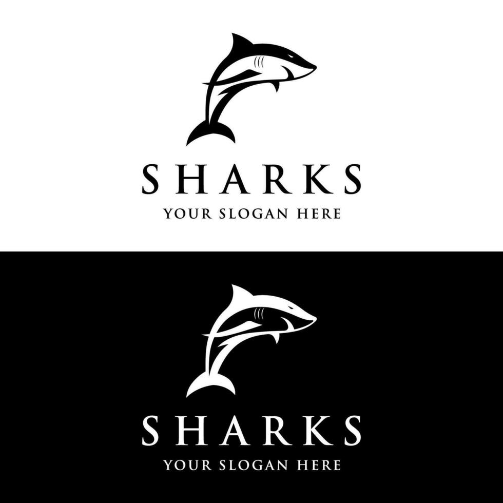 uniek en creatief haai sjabloon logo vector ontwerp.