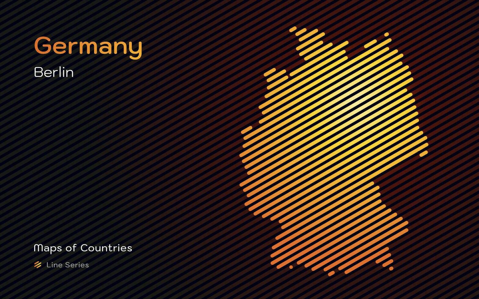 goud kaart van Duitsland in hellend lijnen patroon met hoofdstad van berlijn vector