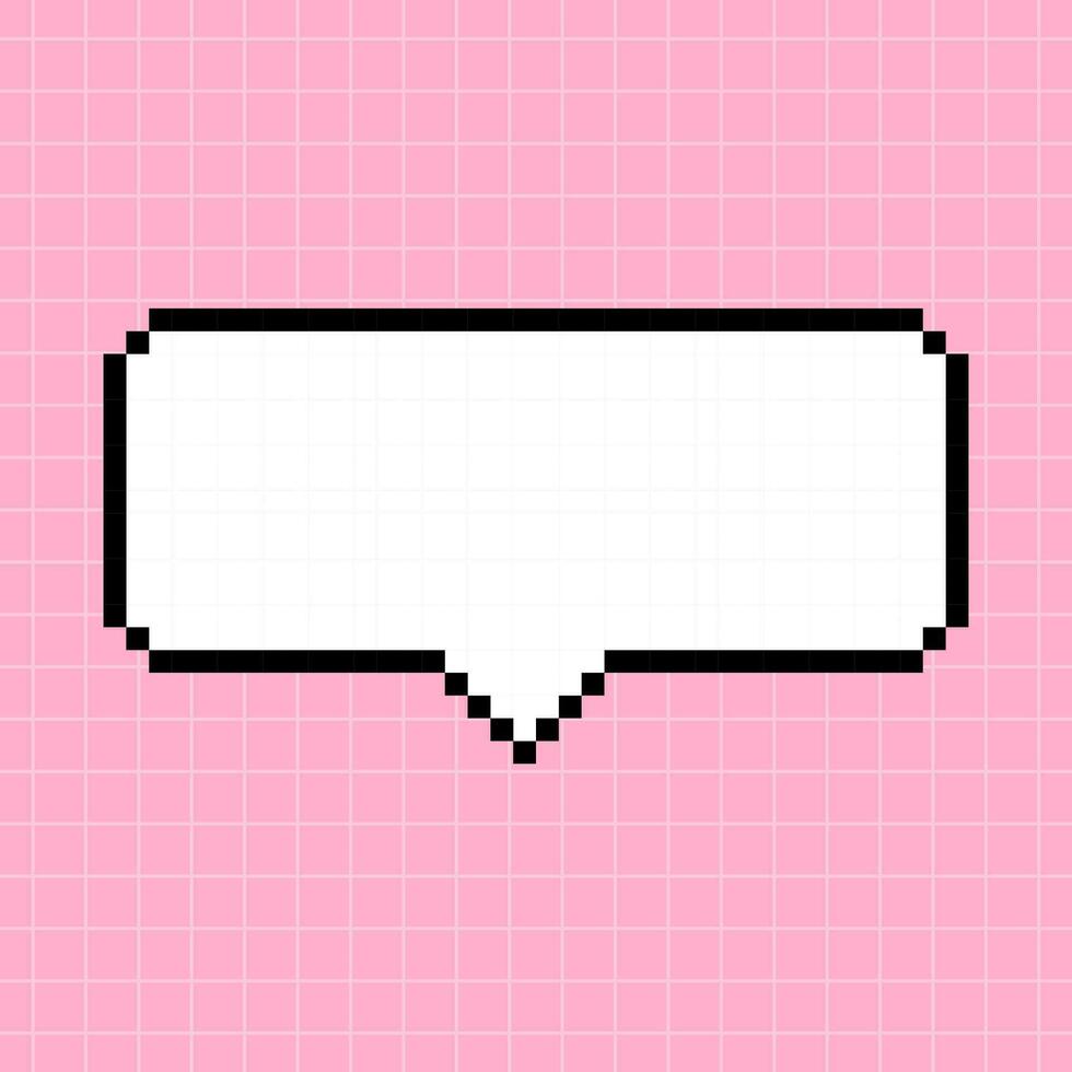 schattig rechthoekig kader in de vorm van een pixel dialoog doos Aan een roze geruit achtergrond. vector element in 8-bits retro spel stijl, controleur.