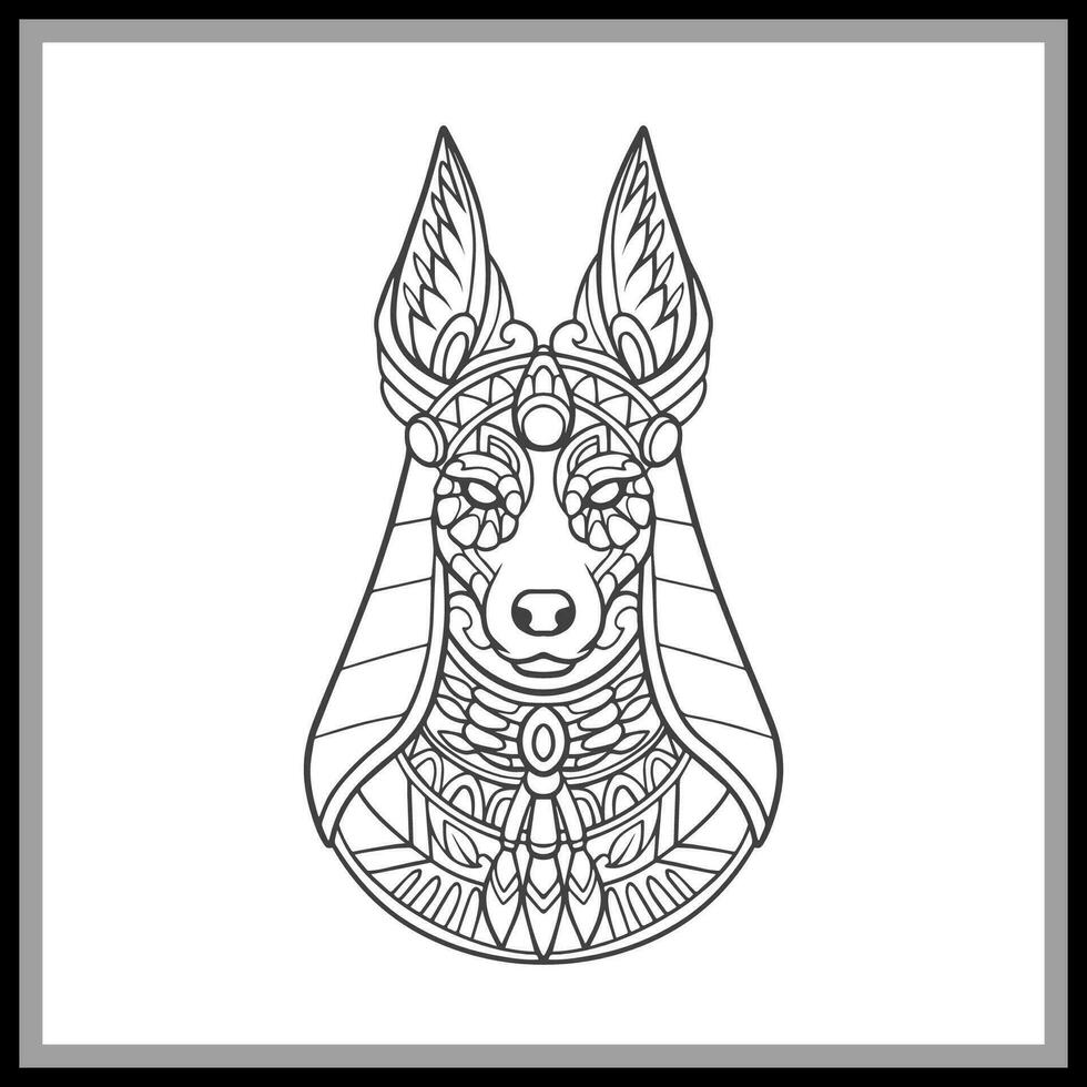 Anubis hoofd mandala kunsten geïsoleerd Aan zwart achtergrond vector