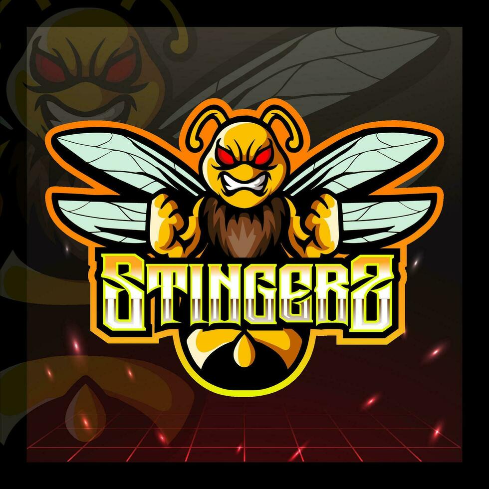 stinger bee mascotte. esport-logo ontwerp vector