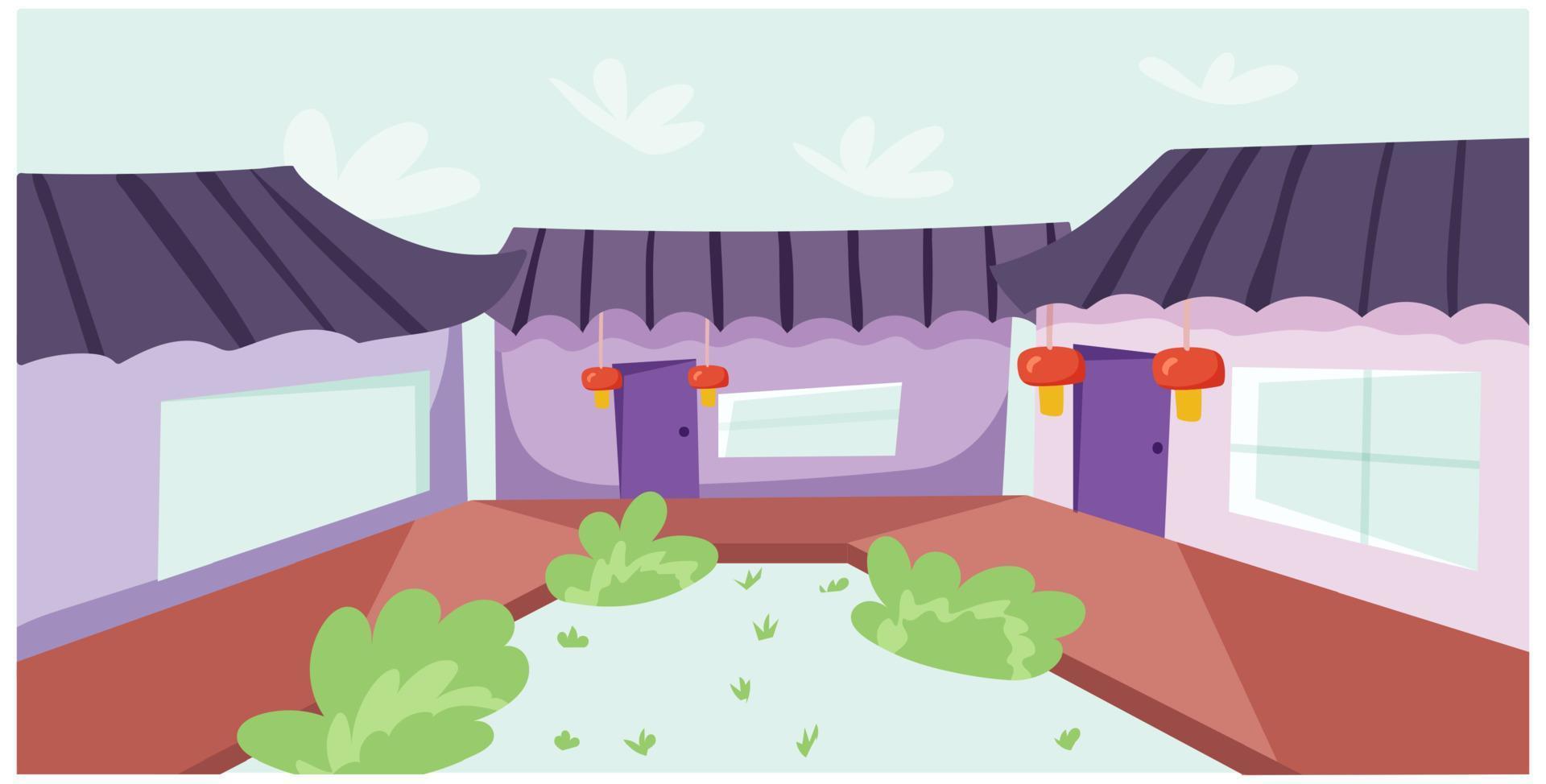 mooie binnenplaats in China. vectorillustratie in vlakke stijl vector
