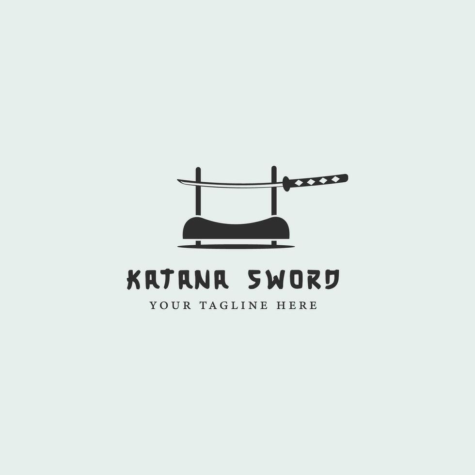 katana zwaard logo wijnoogst vector illustratie concept sjabloon icoon ontwerp