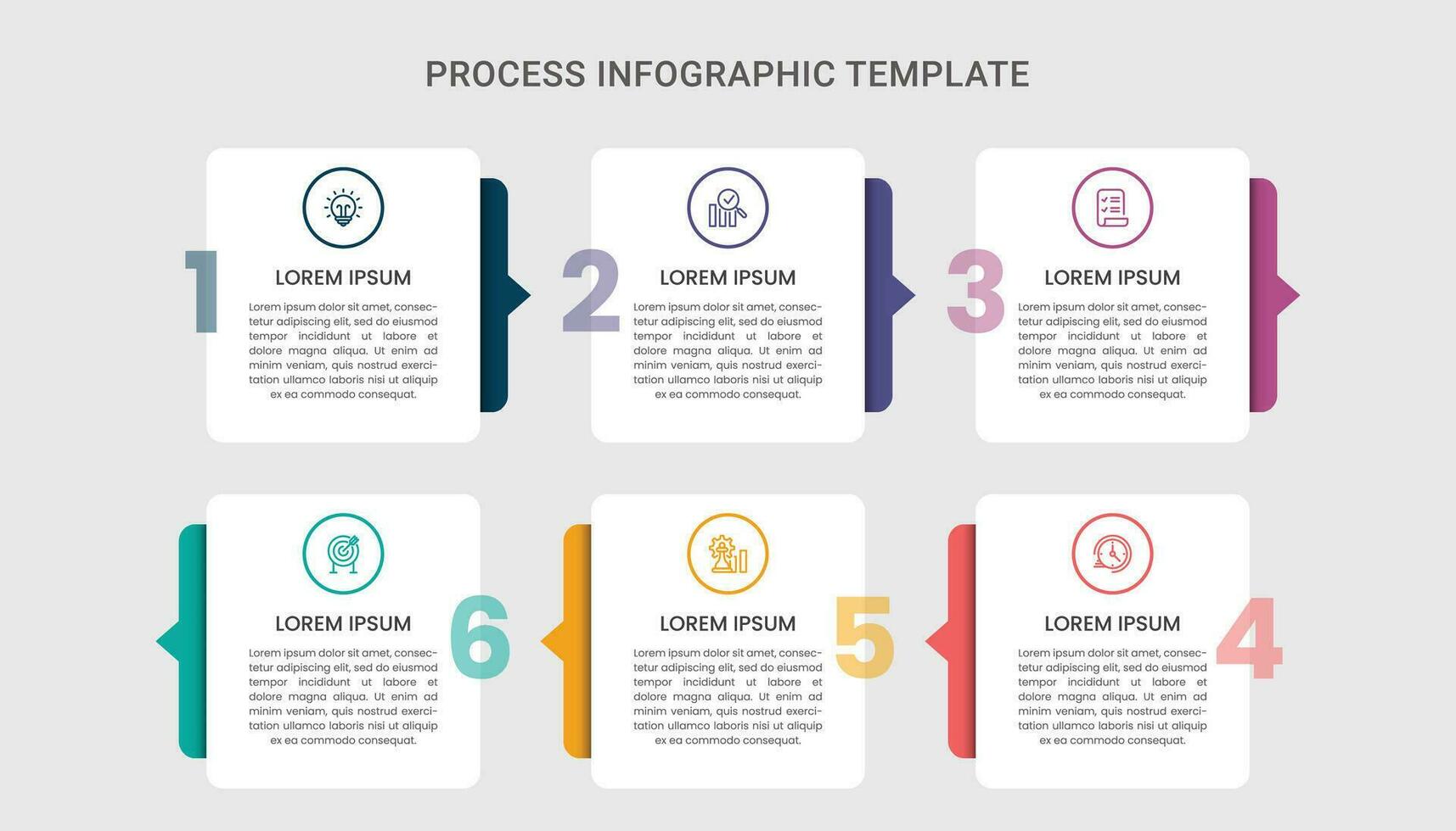 infographic bedrijf sjabloon ontwerp met pictogrammen, 6 stap of werkwijze. vector