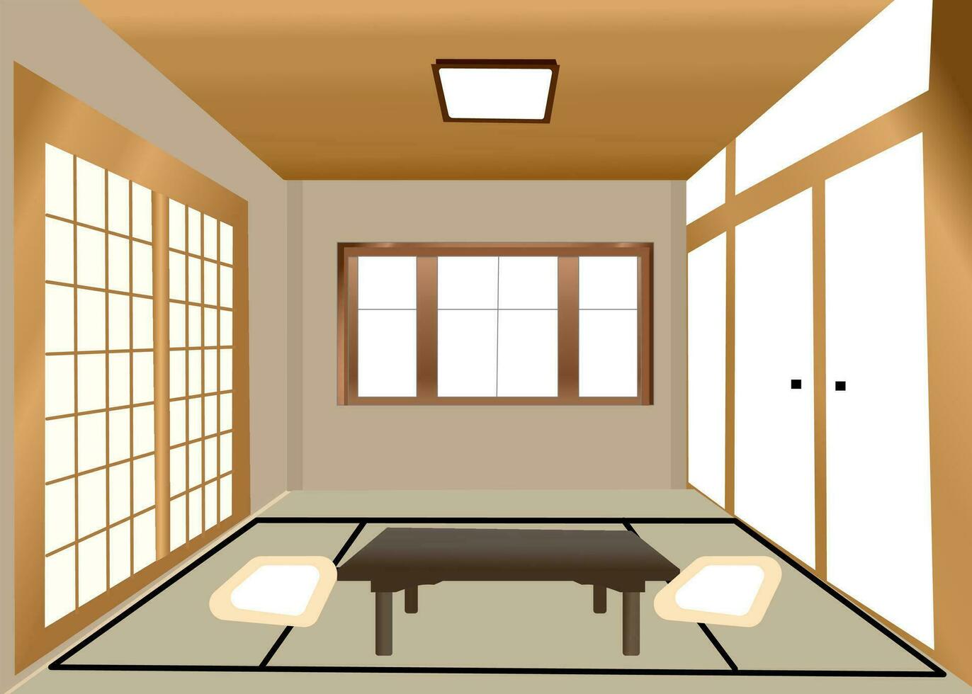 deze interieur ontwerp is tonen de ontwerp van Japans leven kamer of bed kamer voor achtergrond en interieur ontwerp concept vector