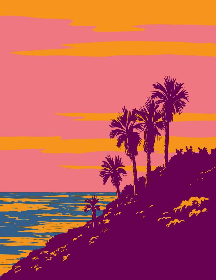 van Barney surfen plek in encinitas Californië Verenigde Staten van Amerika wpa poster kunst vector