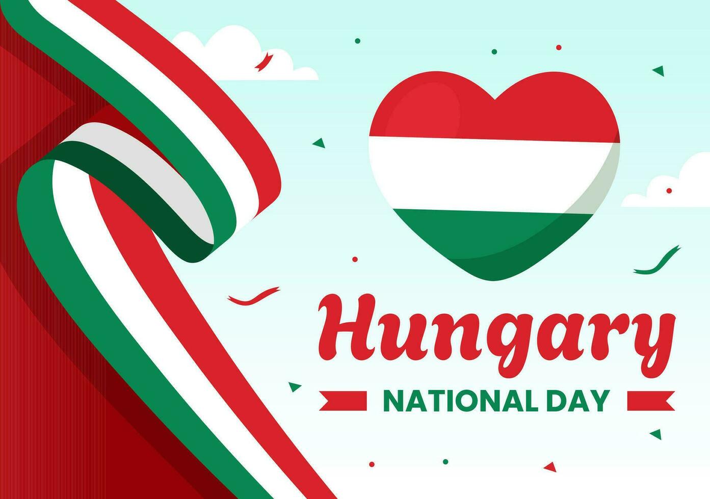 gelukkig Hongarije nationaal dag vector illustratie Aan 15e van maart met Hongarije vlag in vlak vakantie viering tekenfilm achtergrond ontwerp