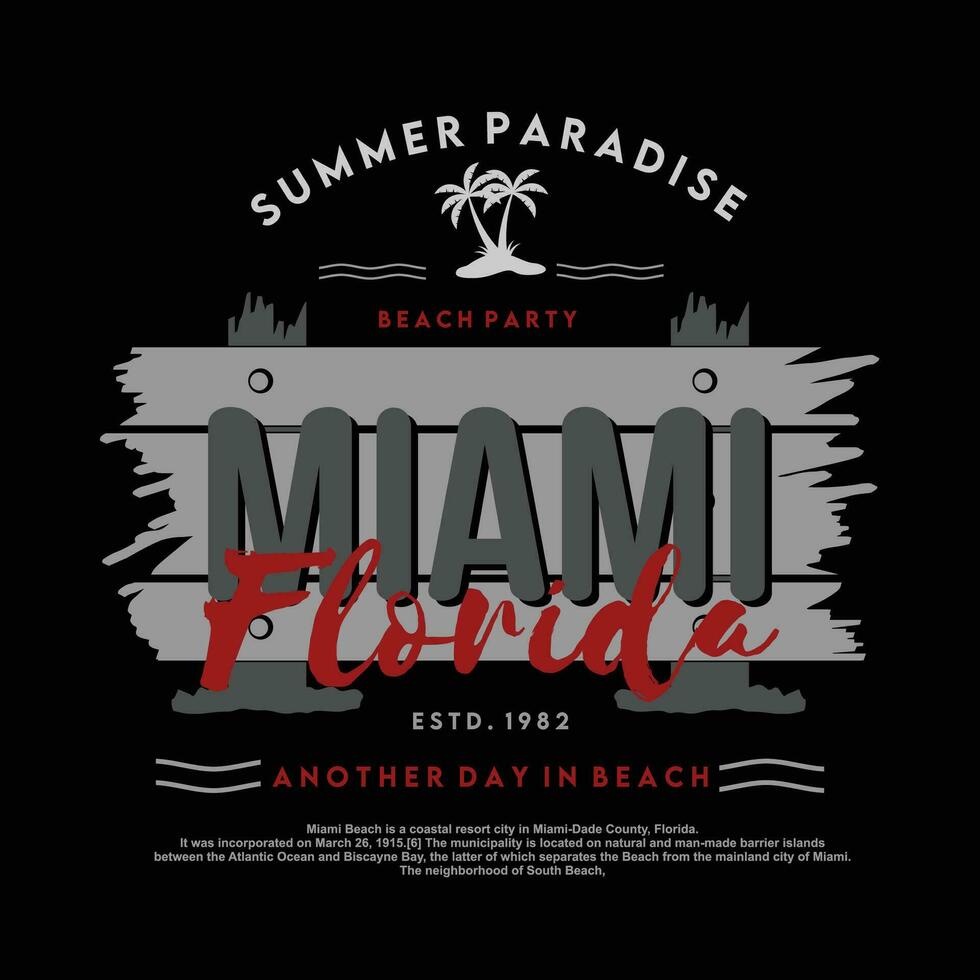 Miami strand Florida grafisch, typografie vector, t overhemd ontwerp, illustratie, mooi zo voor gewoontjes stijl vector