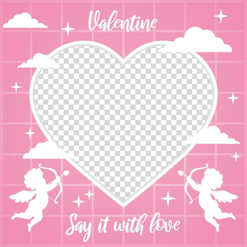 blanco foto sjabloon mockup kader Valentijn dag stijl Cupido liefde ontwerp vector mockup illustratie