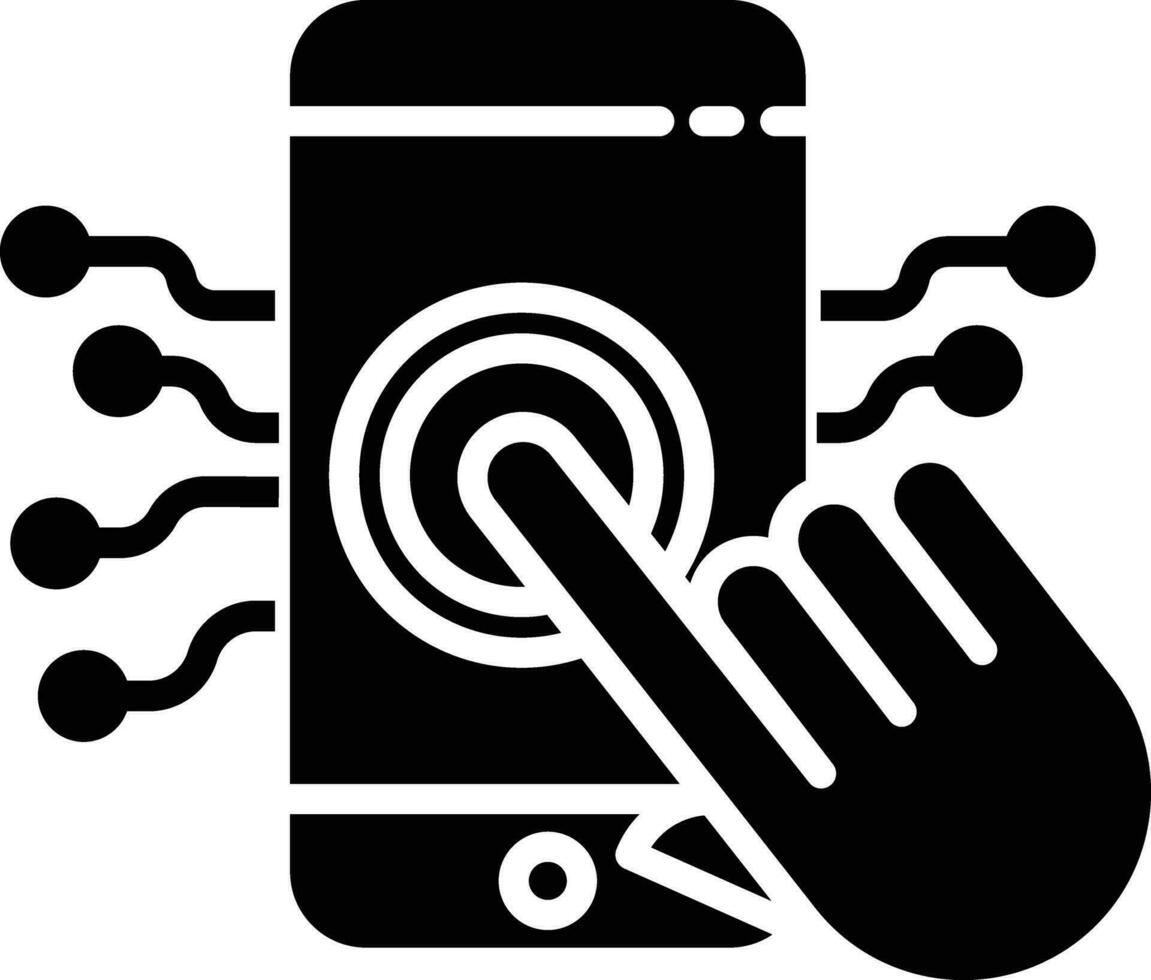 mobiel tech solide en glyph vector illustratie