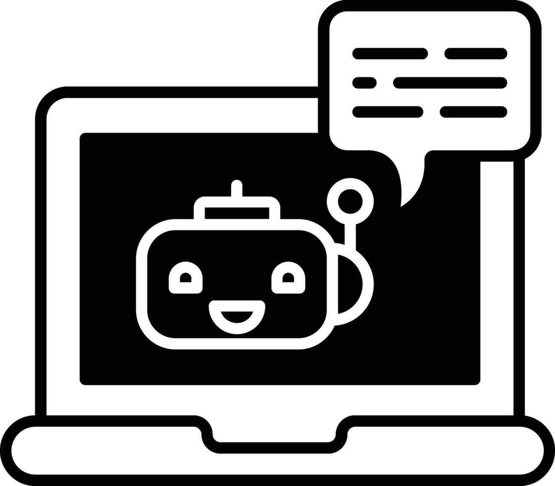 laptop bot babbelen solide glyph vector illustratie