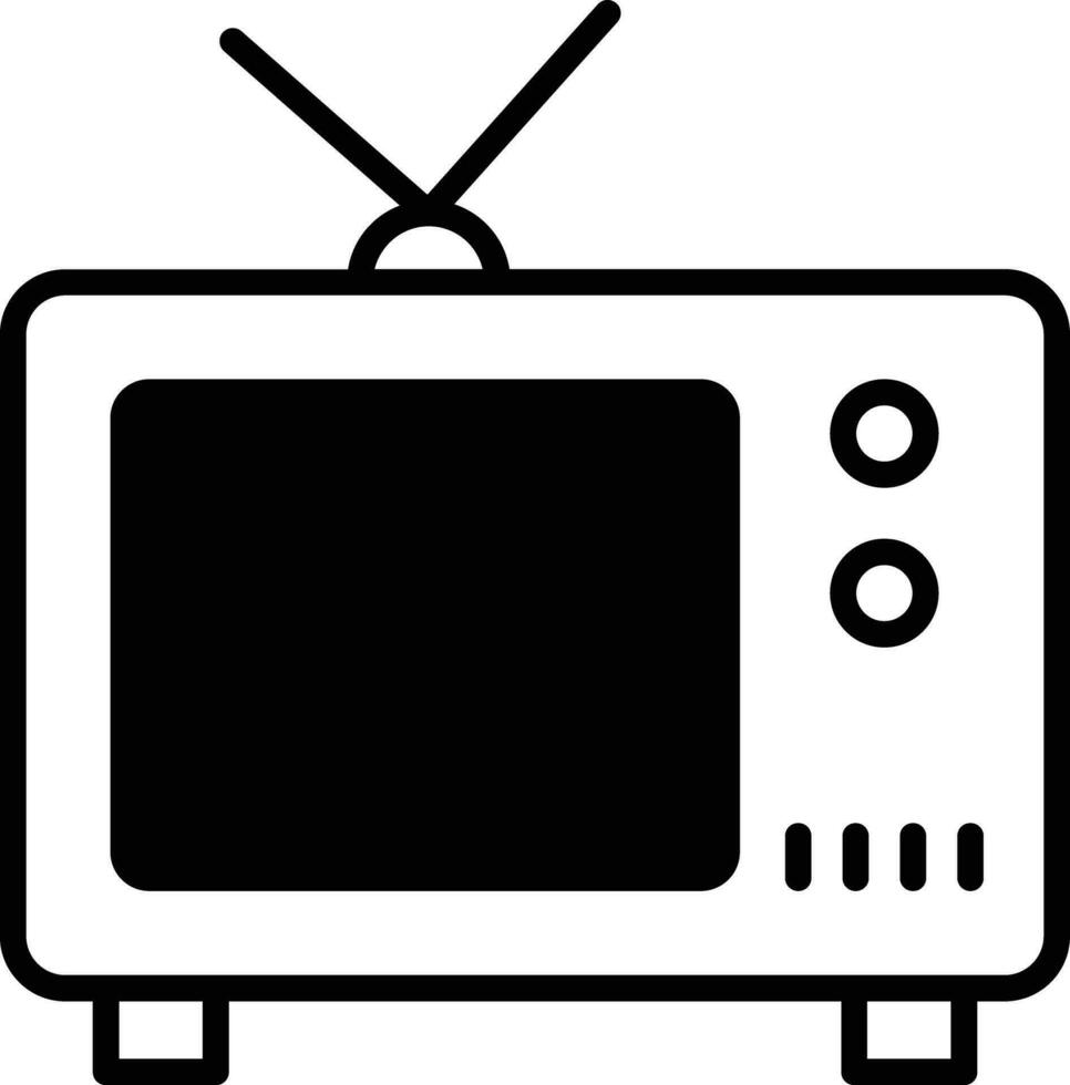 televisie solide glyph vector illustratie