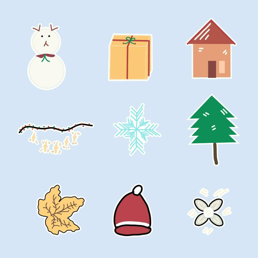 verzameling van schattig winter Kerstmis hand- getrokken illustraties vector