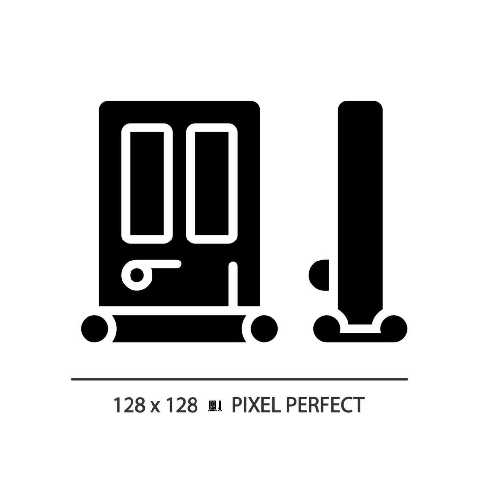 2d pixel perfect deur zegel glyph stijl icoon, geïsoleerd vector, geluidsisolatie solide illustratie. vector