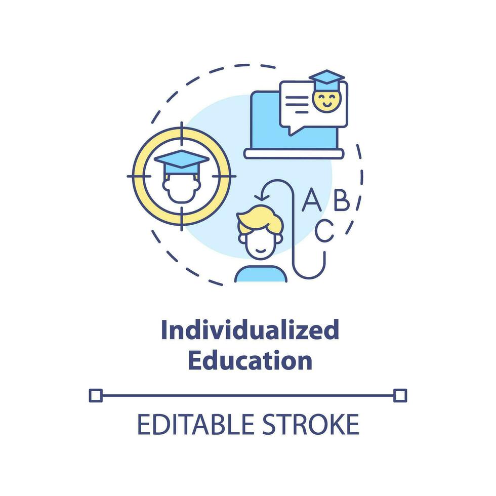 2d bewerkbare veelkleurig icoon geïndividualiseerd onderwijs concept, gemakkelijk geïsoleerd vector, dyslexie dun lijn illustratie. vector