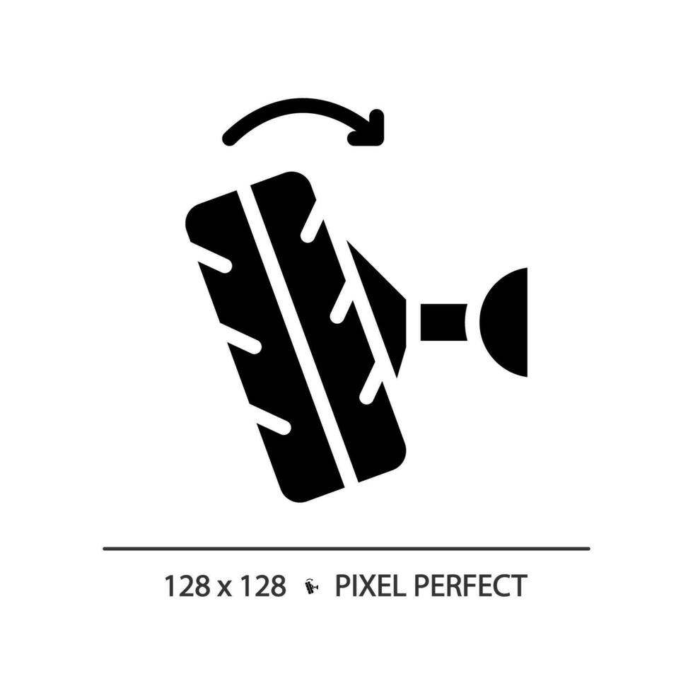 2d pixel perfect glyph stijl auto wiel uitlijning icoon, geïsoleerd vector, gemakkelijk silhouet illustratie vertegenwoordigen auto onderhoud en reparatie. vector