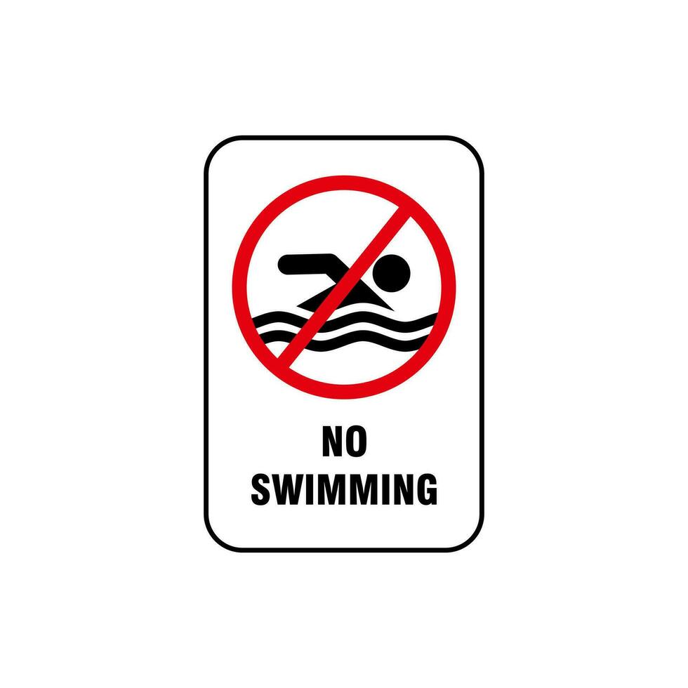Nee zwemmen verbod teken illustratie vector, Nee zwemmen toegestaan symbool vector