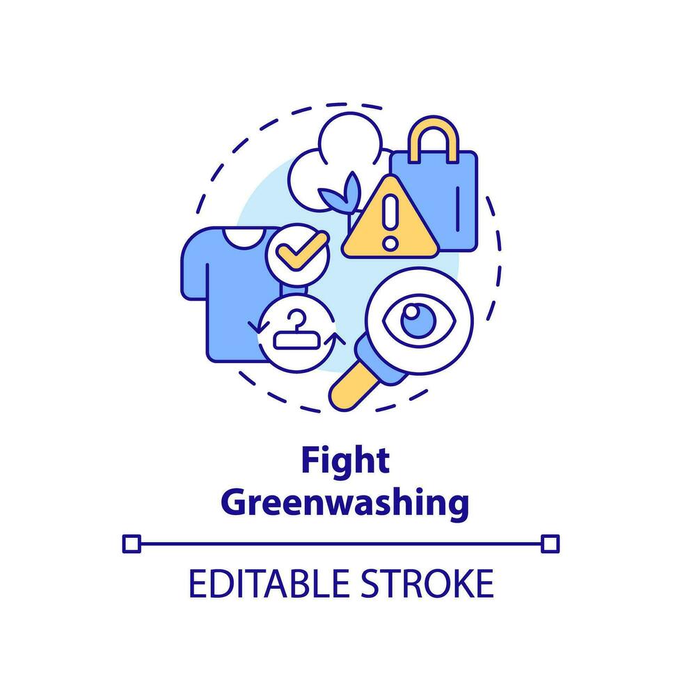 2d bewerkbare veelkleurig icoon strijd greenwashing concept, gemakkelijk geïsoleerd vector, duurzame mode dun lijn illustratie. vector