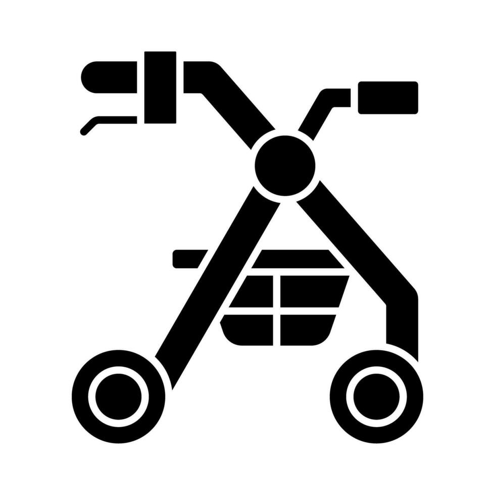 2d pixel perfect glyph stijl rollator icoon, geïsoleerd vector, silhouet illustratie vertegenwoordigen medisch zorg apparatuur. vector