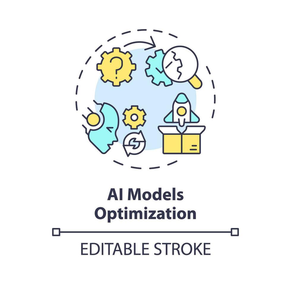 2d bewerkbare veelkleurig ai modellen optimalisatie icoon, gemakkelijk geïsoleerd vector, ai ingenieur dun lijn illustratie. vector