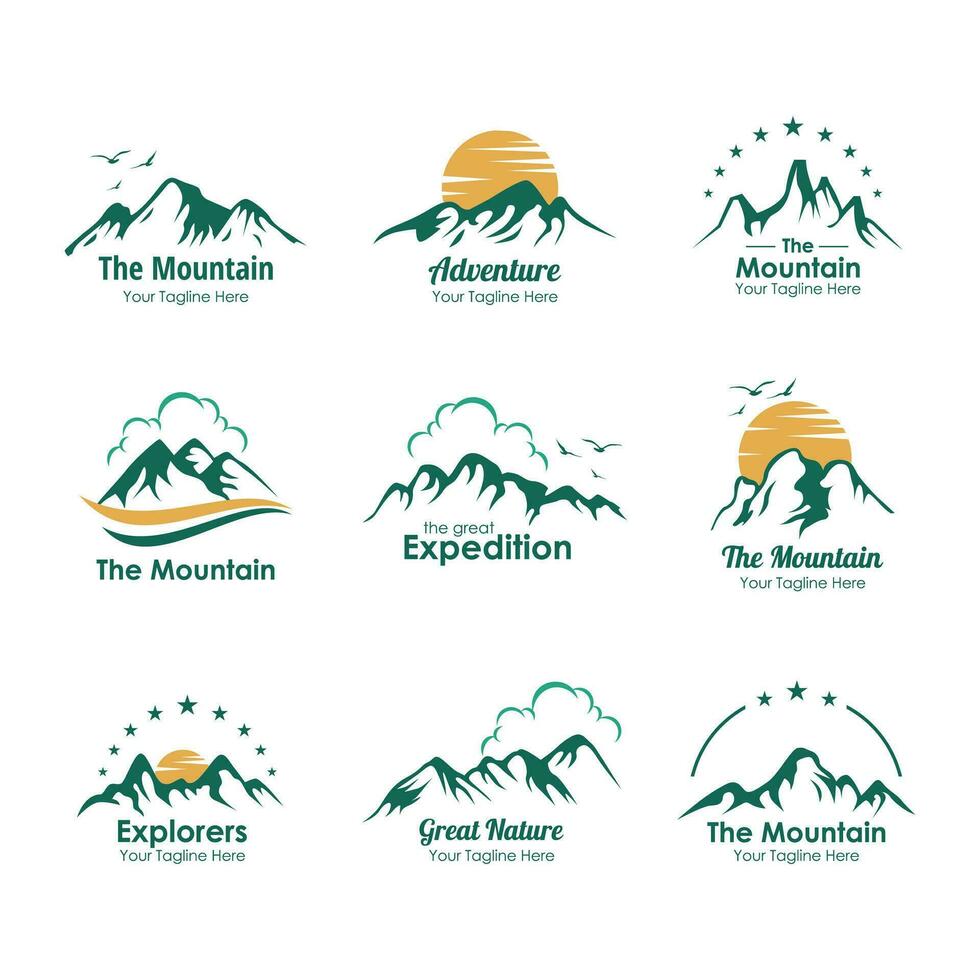reeks van bergen logo illustratie ontwerp sjabloon vector