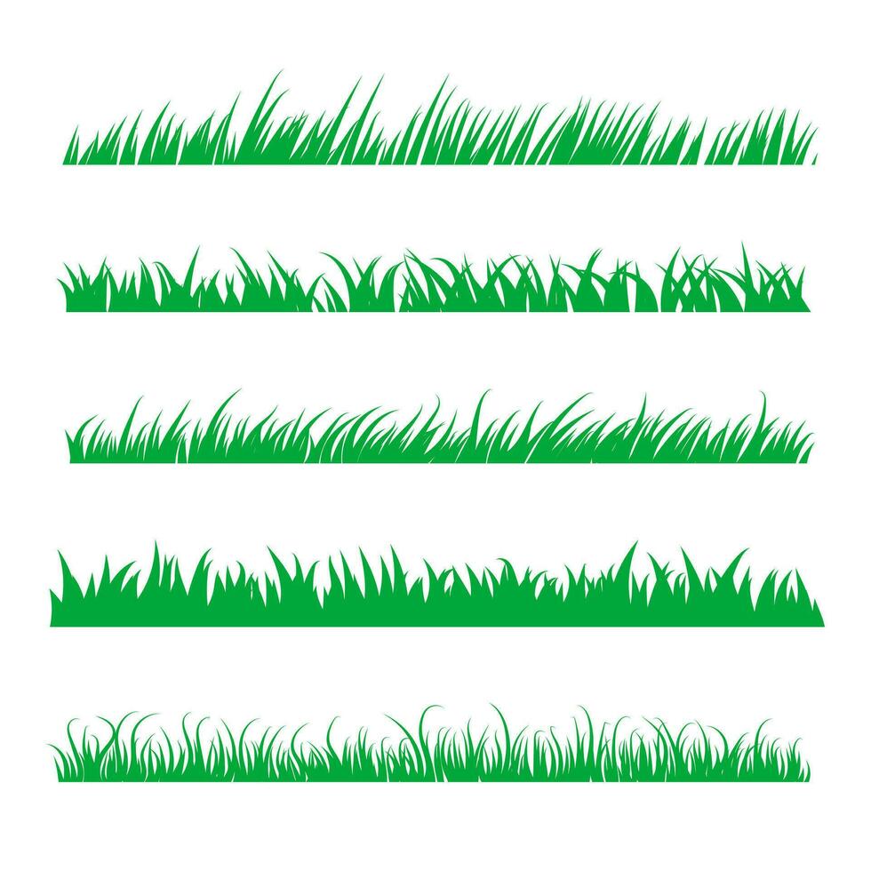vlak groen gras silhouet verzameling vector
