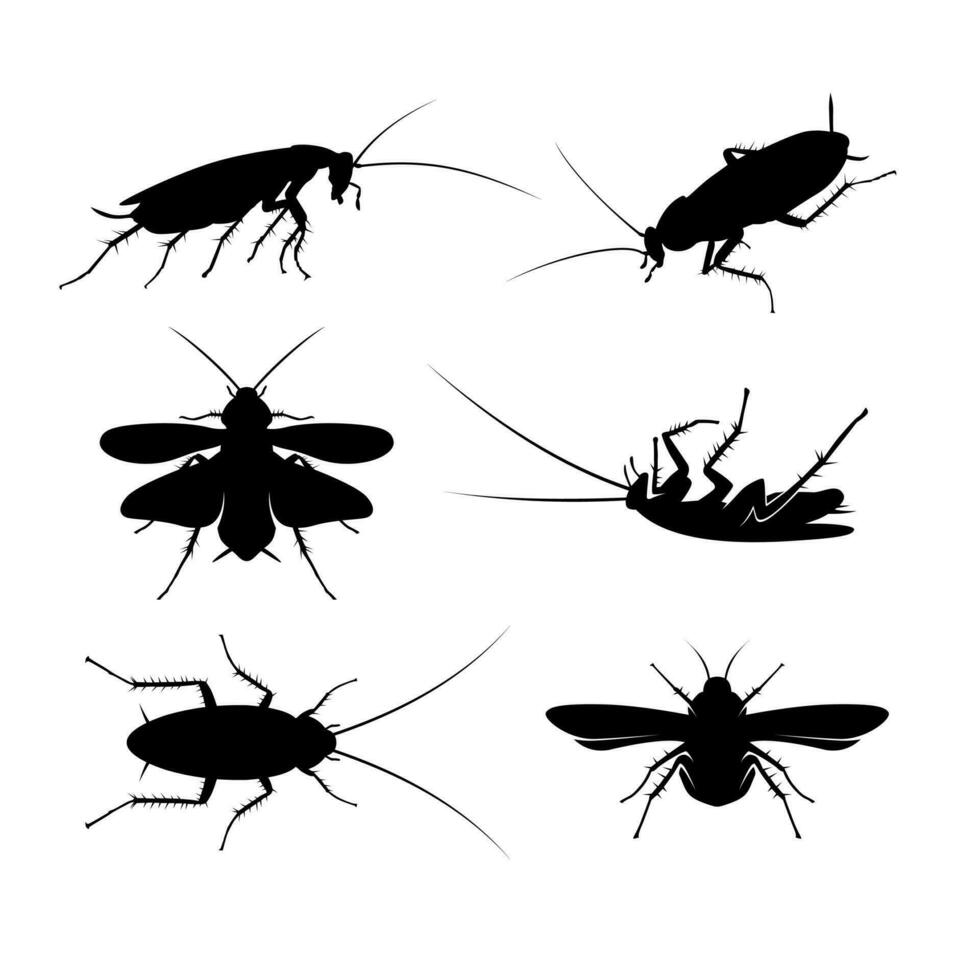 reeks van kakkerlak silhouet illustratie vector