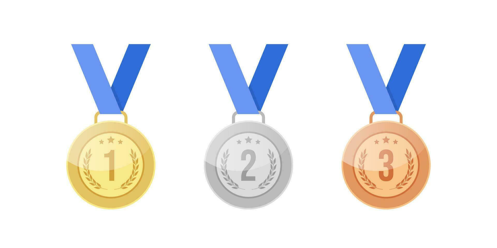 illustratie van goud, zilver en bronzen medaille in vlak stijl vector