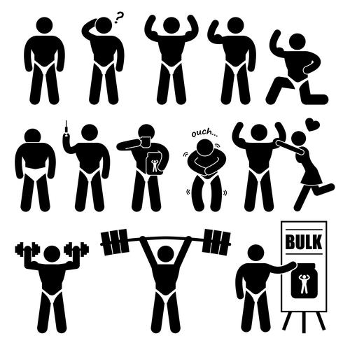 Bodybuilder Bodybuilder Muscle Man Workout Fitness Steroid Stick Figure Pictogram Pictogram. vector