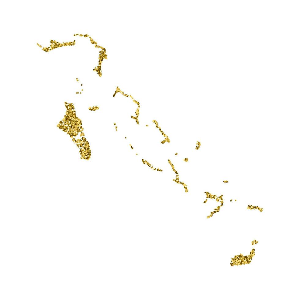 vector geïsoleerd illustratie met vereenvoudigd Bahamas kaart. versierd door glimmend goud schitteren textuur. Kerstmis en nieuw jaar vakantie' decoratie voor groet kaart.