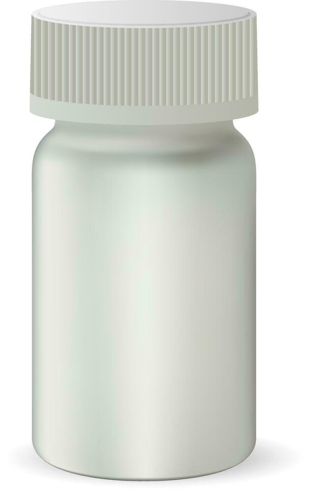 farmaceutisch fles voor drugs. blanco houder voor pillen. vector illustratie. wit geneeskunde verpakking bespotten omhoog ontwerp.