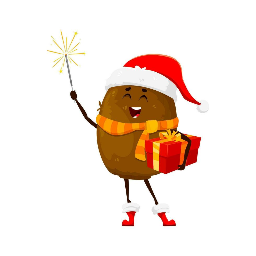 kiwi fruit karakter met Kerstmis geschenk vector