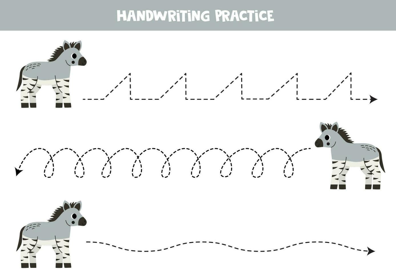 traceren lijnen voor kinderen. schattig tekenfilm zonkey. handschrift oefening. vector