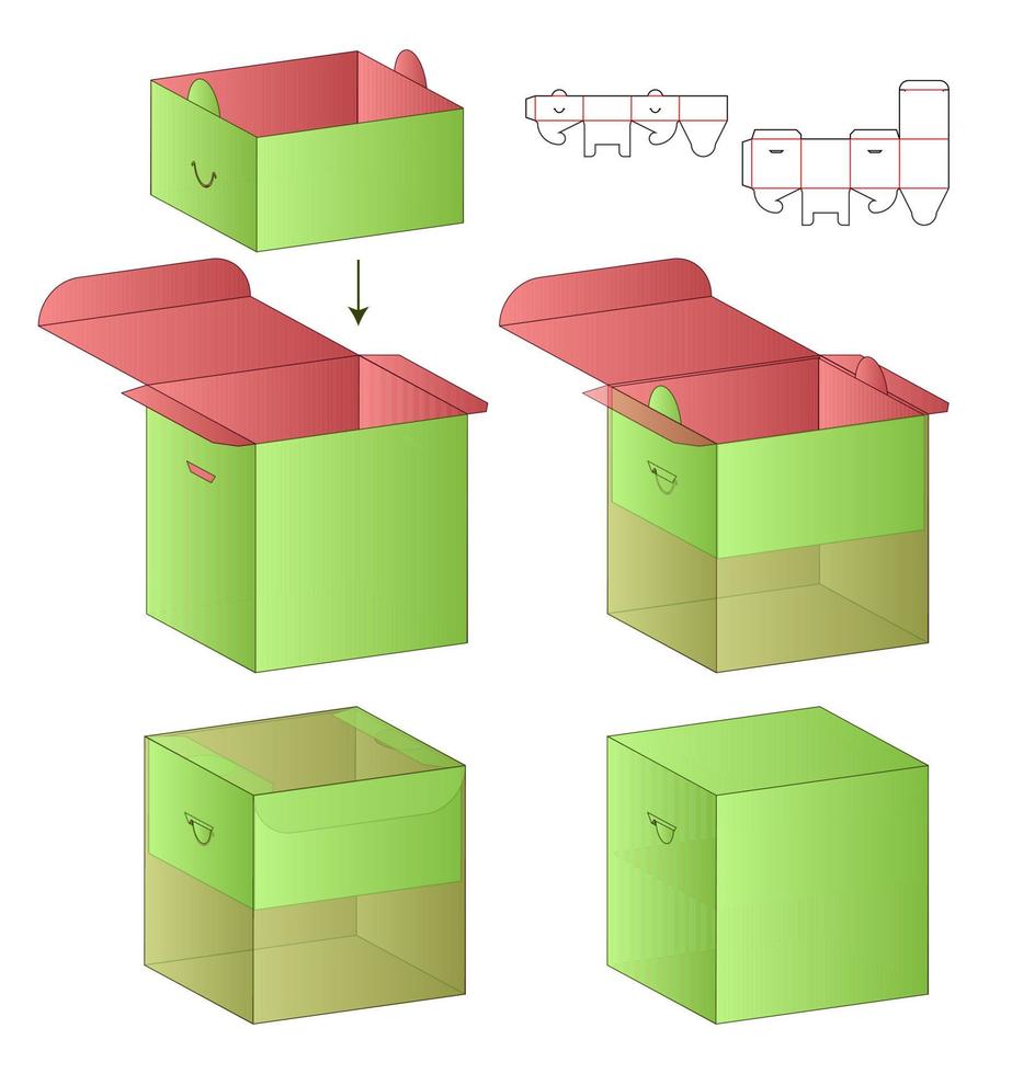 doos verpakking gestanst sjabloonontwerp. 3D-model vector