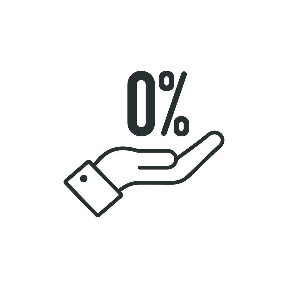 nul procent en Open hand- icoon. commissie 0 vector