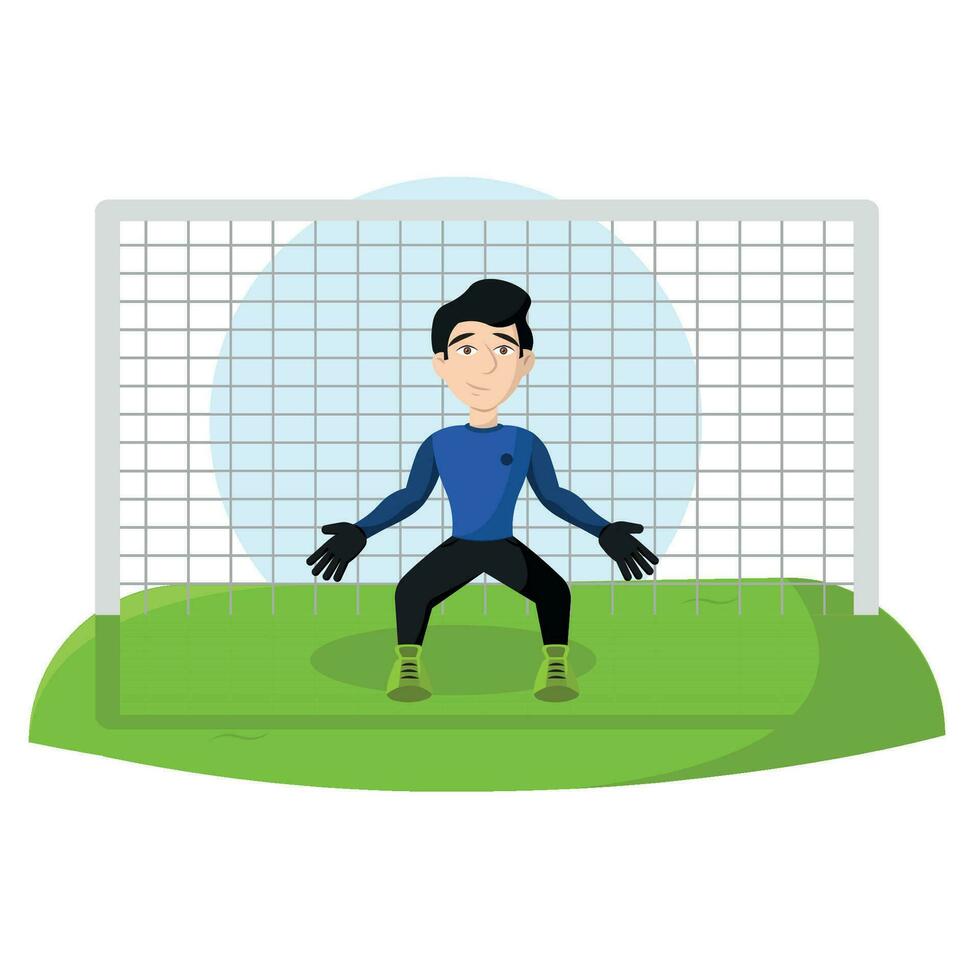 geïsoleerd gelukkig voetbal speler tekenfilm met een bal vector illustratie
