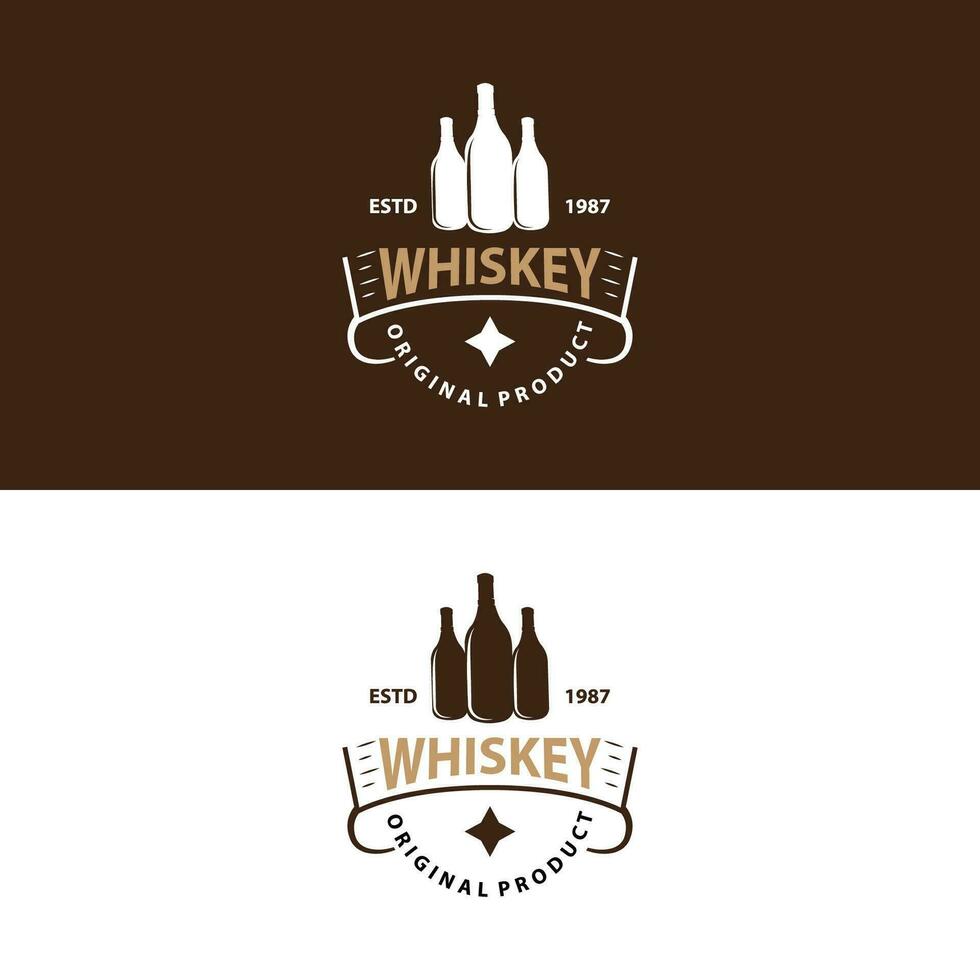 whisky logo ontwerp oud drinken fles gemakkelijk stijl retro wijnoogst bar restaurant sjabloon illustratie vector