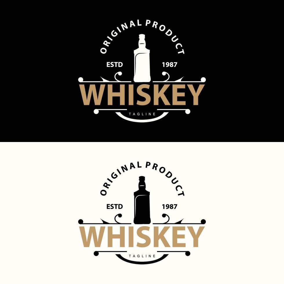 whisky logo ontwerp oud drinken fles gemakkelijk stijl retro wijnoogst bar restaurant sjabloon illustratie vector