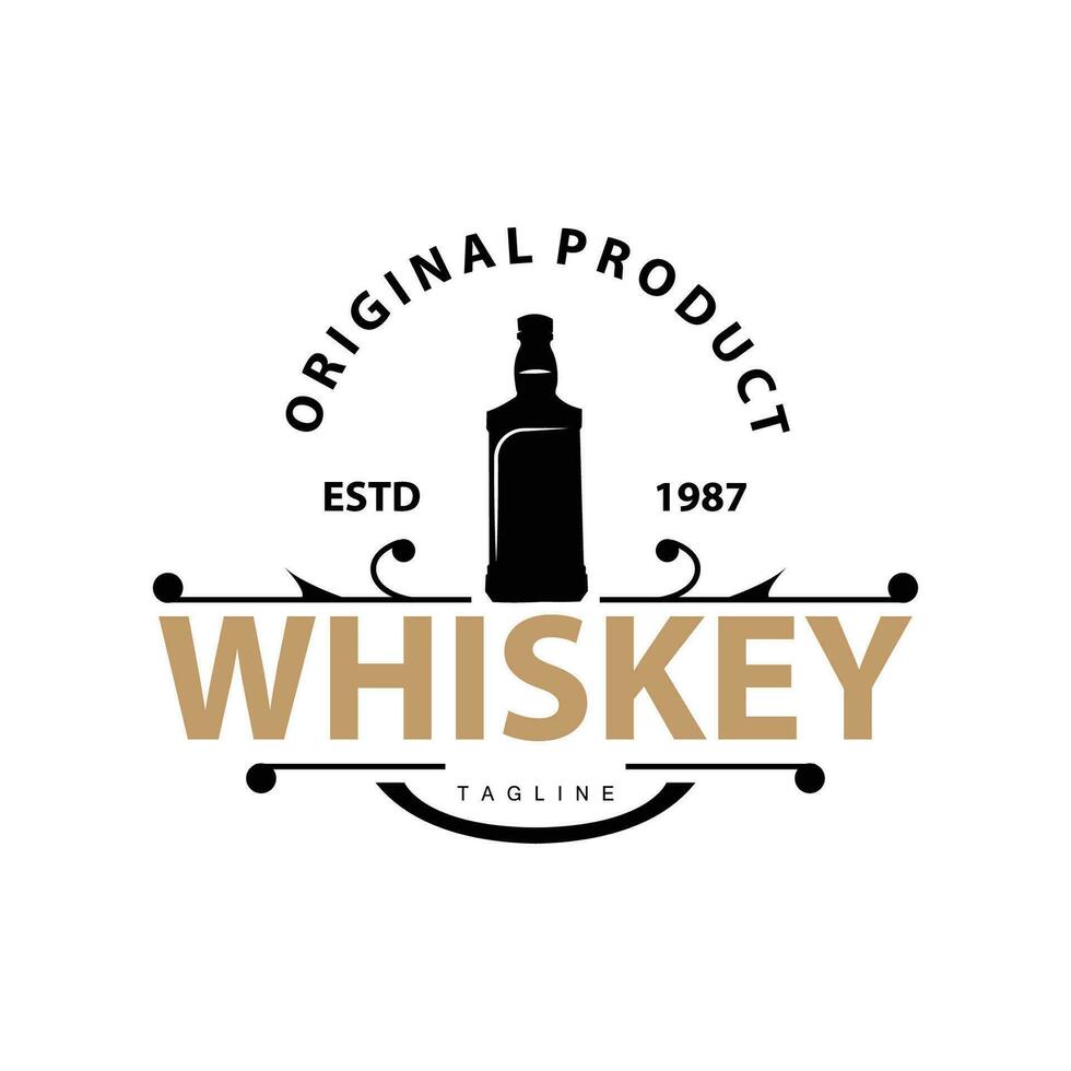 whisky logo ontwerp oud drinken fles gemakkelijk stijl retro wijnoogst bar restaurant sjabloon illustratie vector