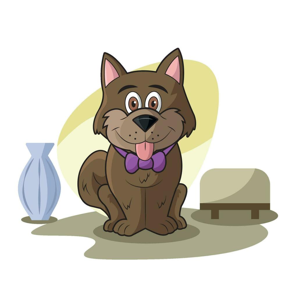 geïsoleerd gelukkig schattig hond karakter vector illustratie