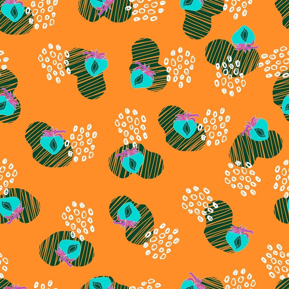 aardbei berry vector naadloze patroon met stippen en abstracte vlekken op background