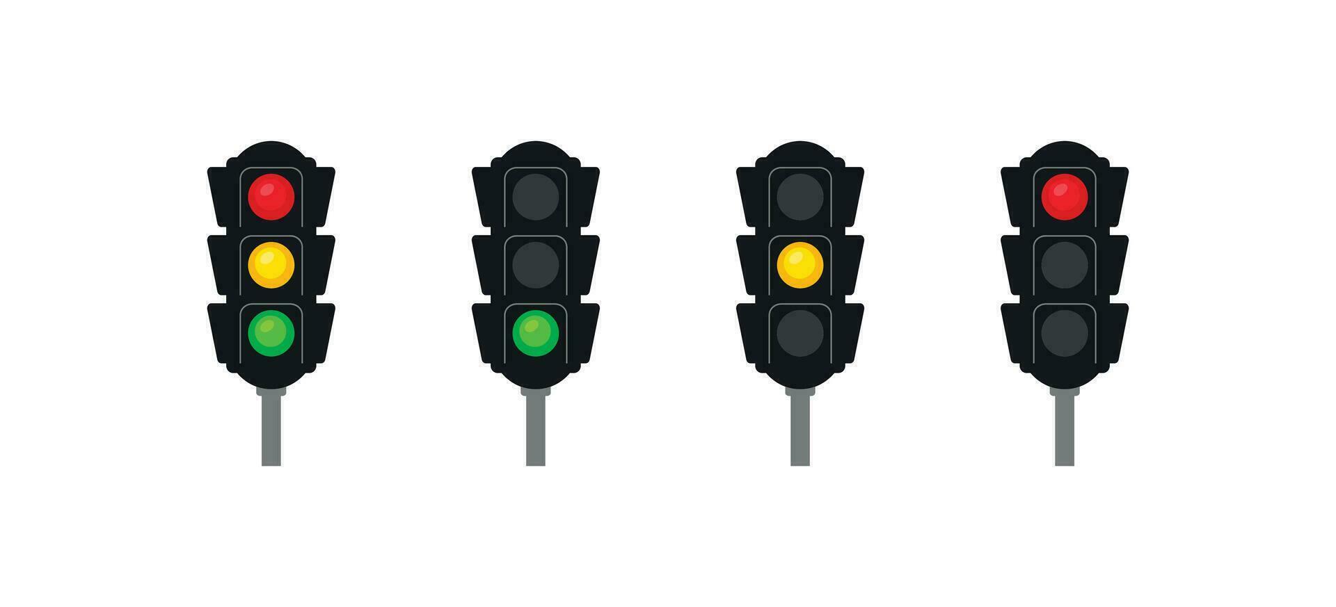 verkeer lighs icoon set. reguleren de beweging van auto's illustratie symbool. seinpaal vector