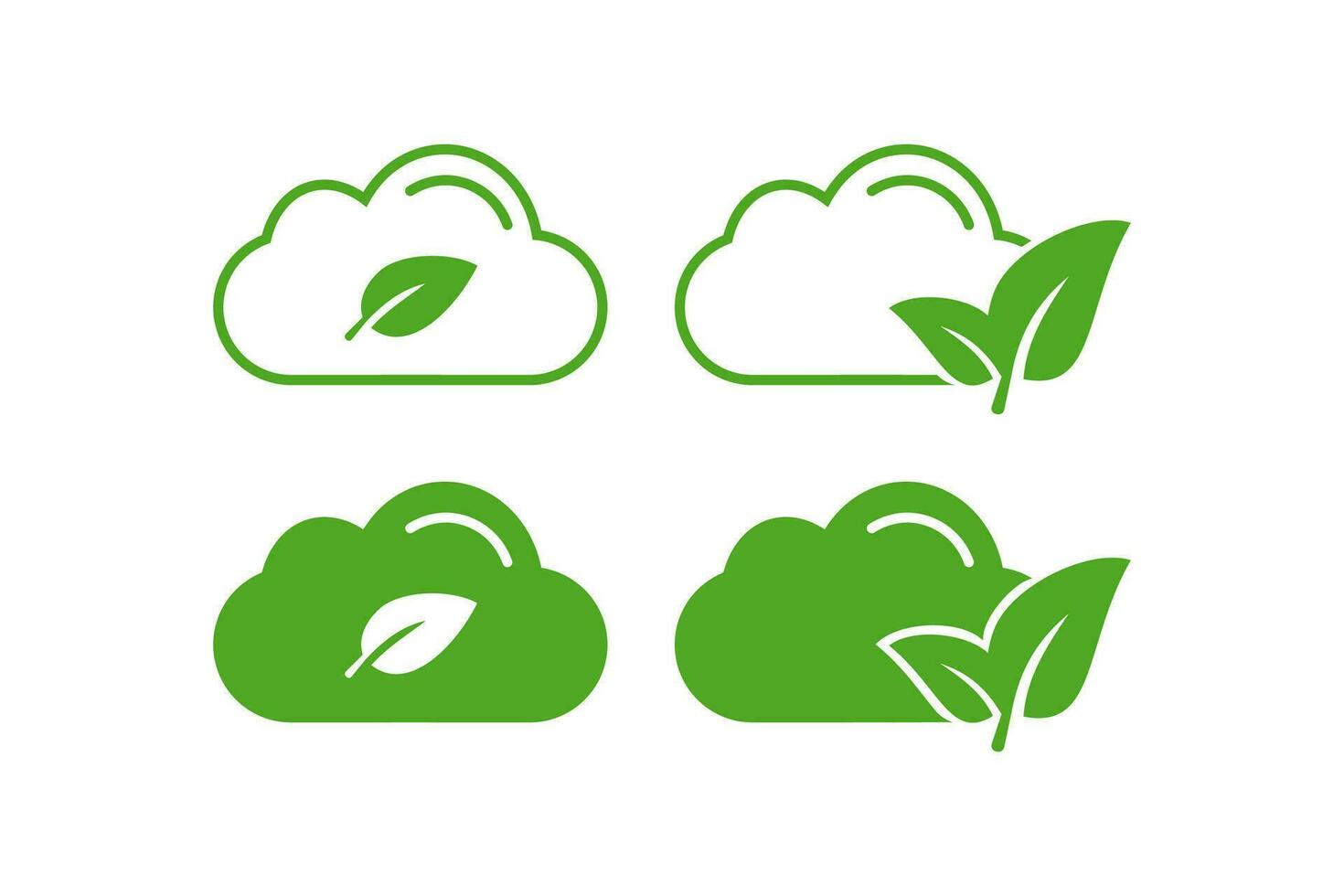 nul uitstoot icoon. wolk en blad illustratie symbool. teken bio brandstof nul co2 vector