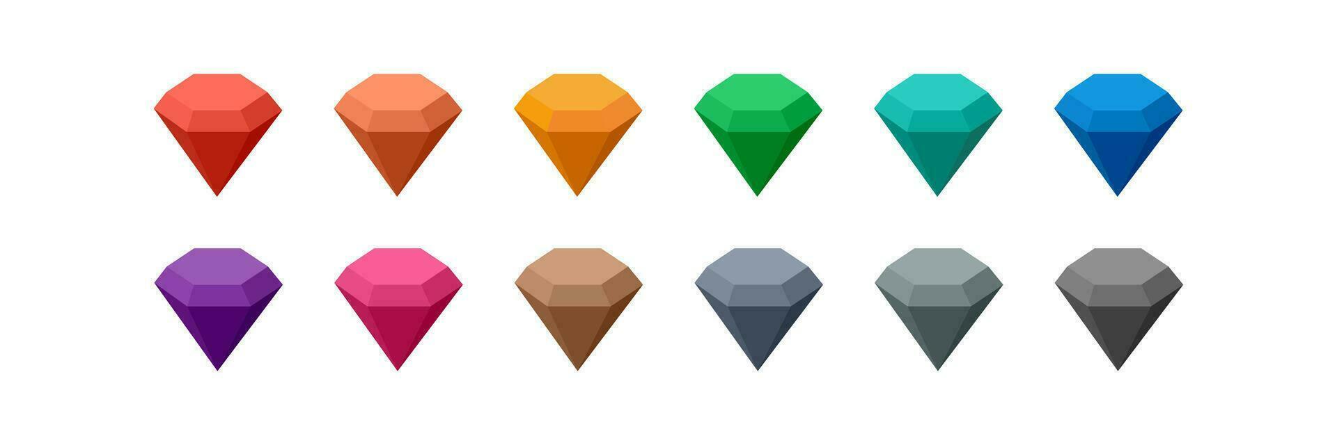 kleur diamant icoon set. edelstenen illustratie symbool. teken glimmend edelsteen vector