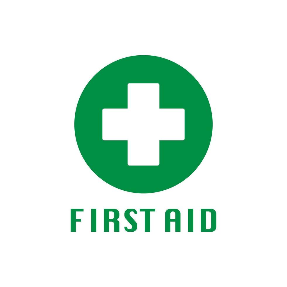eerste steun icoon. groen cirkel en wit kruis illustratie symbool. teken noodgeval vector