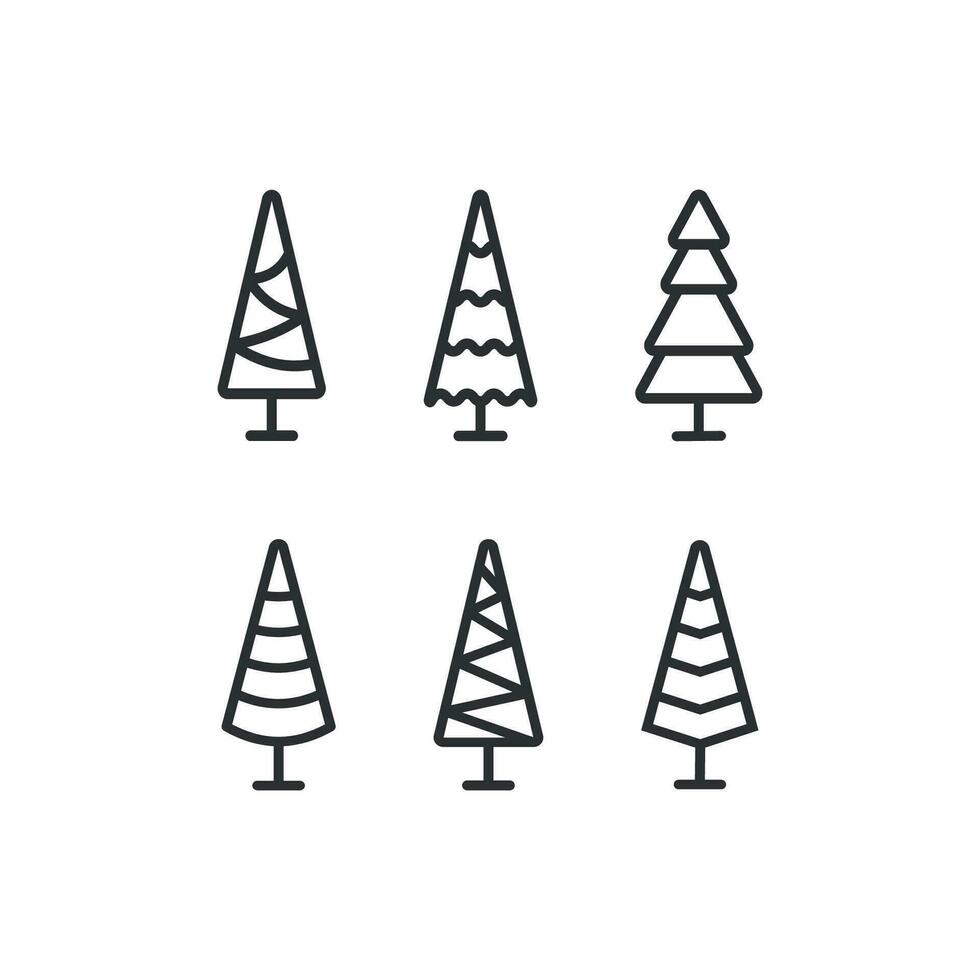 boom lijn icoon set. Kerstmis boom illustratie symbool. teken pijnboom vector