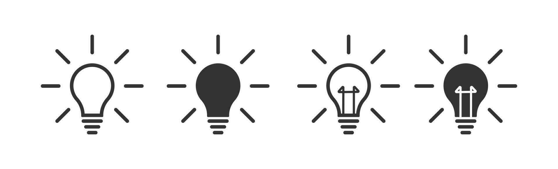 licht lamp icoon set. idee teken illustratie symbool. verlichting elektrisch lamp vector